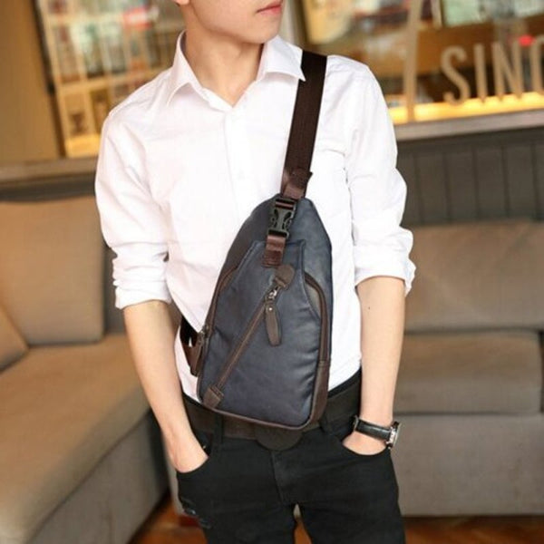 Men Casual Outdoor Diagonal Chest Bag Dark Slate Blue Bags