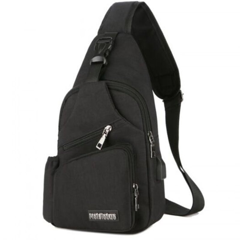 Men Charging Sports Chest Bag Outdoor Black Bags