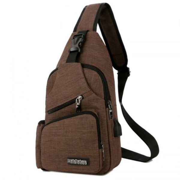 Men Charging Sports Chest Bag Outdoor Black Bags