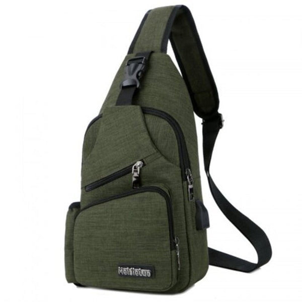 Men Charging Sports Chest Bag Outdoor Black Bags