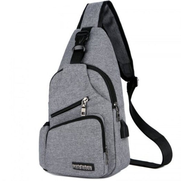 Men Charging Sports Chest Bag Outdoor Black Bags