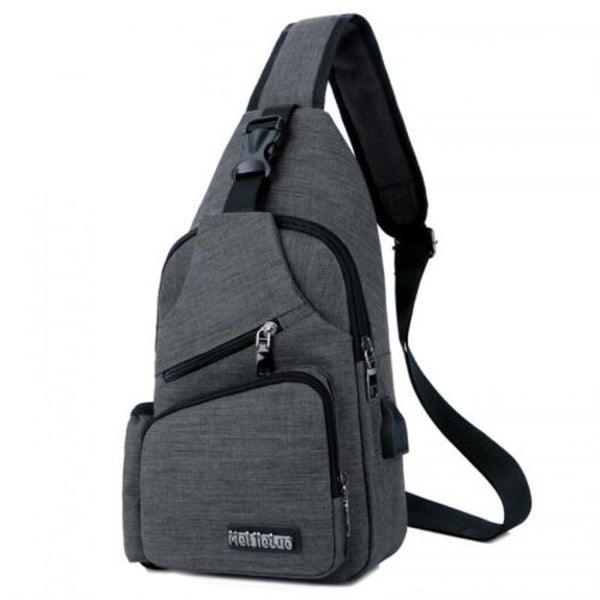 Men Charging Sports Chest Bag Outdoor Black Bags