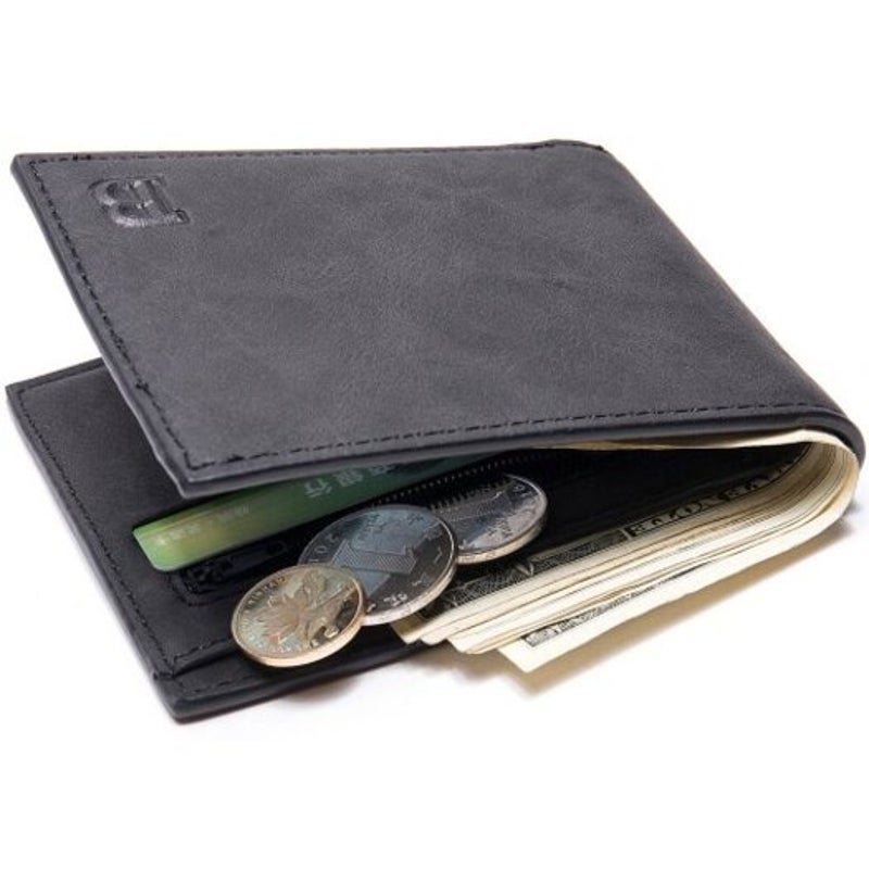 Men Fashion Leisure Businessleather Bifold Wallet Black Wallets