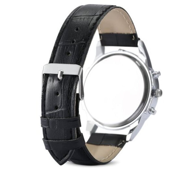 Veile Studios Men Faux Leather Blue Ray Glass Quartz Analog Brown Black White Watches