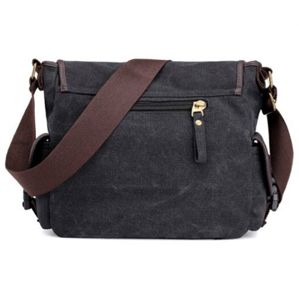 Men Korean Canvas Crossbody Bag Single Shoulder Multifunction Trend Pack Black