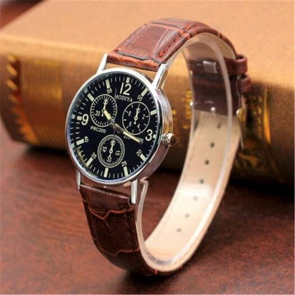 Veile Studios Men Luxury Leather Analog Quartz Business Wrist Watch Brown Watches