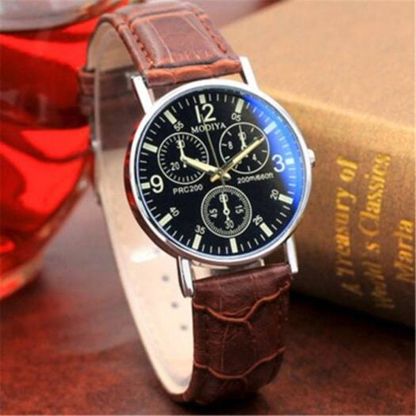 Veile Studios Men Luxury Leather Analog Quartz Business Wrist Watch Brown Watches
