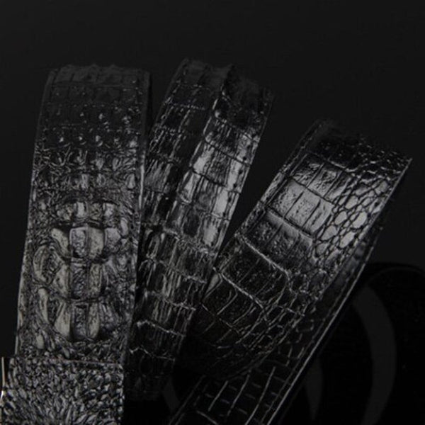 Men Personalized Retro Fashion Crocodile Smooth Buckle Belt Black Belts