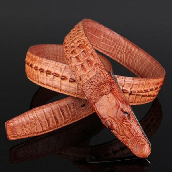 Men Personalized Retro Fashion Crocodile Smooth Buckle Belt Black Belts