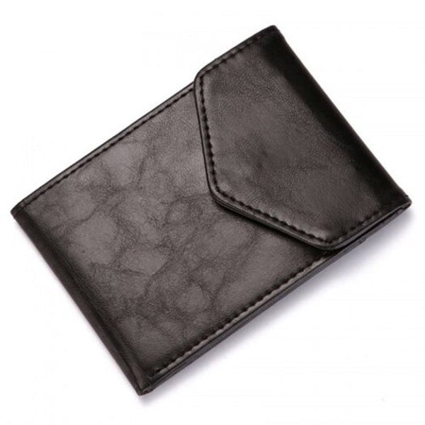 Men Rfid Creative Short Wallet Slim Pu Card Pack Snap Fastener Brown Wallets