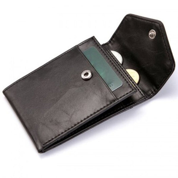 Men Rfid Creative Short Wallet Slim Pu Card Pack Snap Fastener Brown