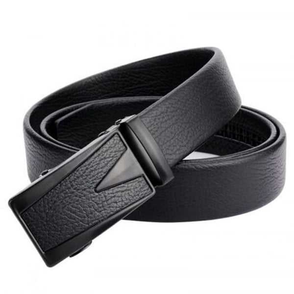 Men's Automatic Buckle Belt Bark Pattern Scratch Resistant Waistband Black Belts