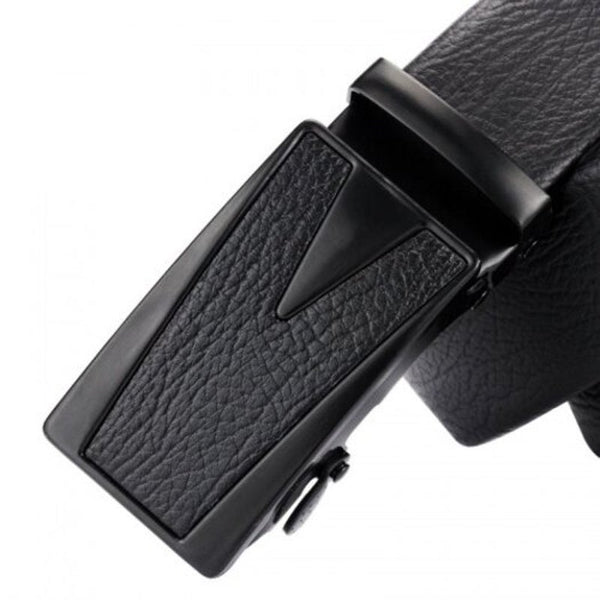 Men's Automatic Buckle Belt Bark Pattern Scratch Resistant Waistband Black Belts