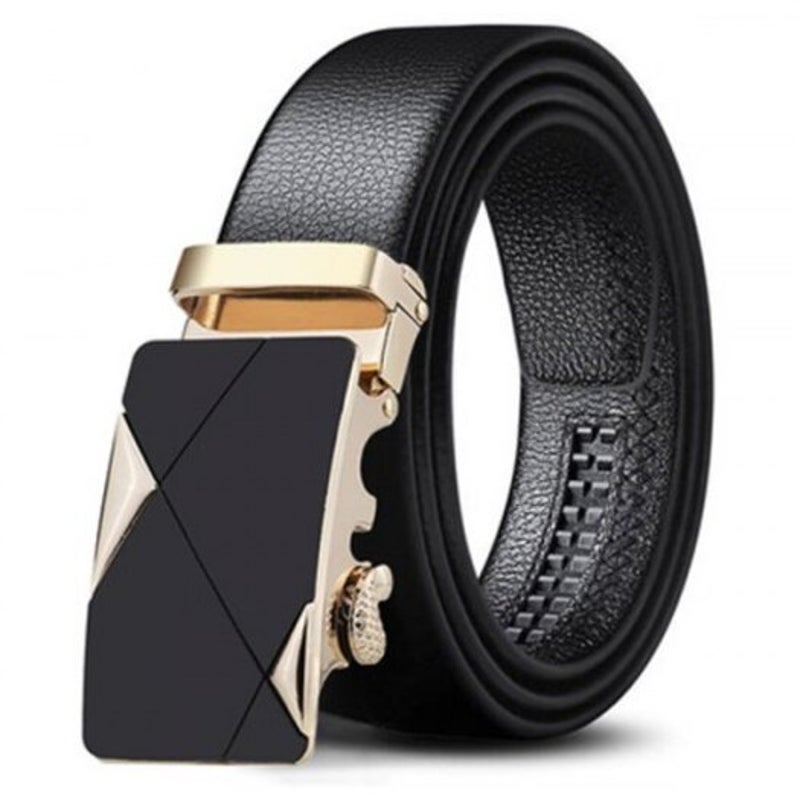 Men's Automatic Buckle Belt Casual Fashion Plaid Waistband Black Belts