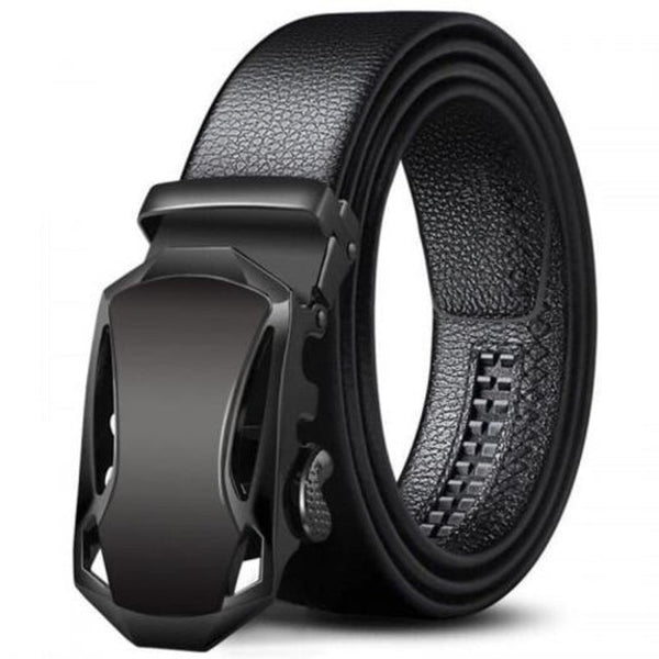 Men's Automatic Buckle Belt Stylish Lock Head Design Waistband Black Belts