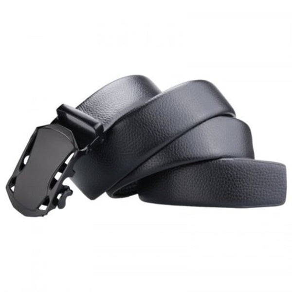 Men's Automatic Buckle Belt Stylish Lock Head Design Waistband Black Belts