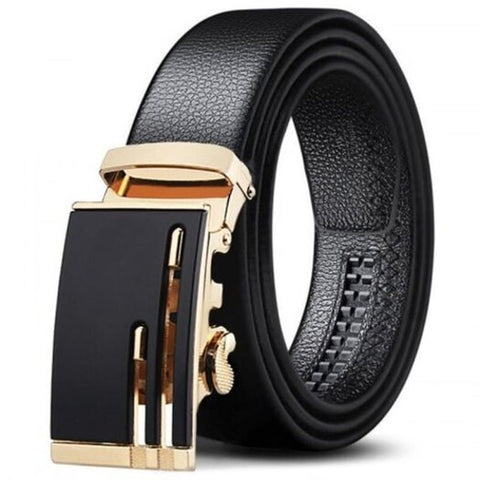 Men's Automatic Buckle Easy Match Casual Belt Fashion Embossed Waistband Black Belts
