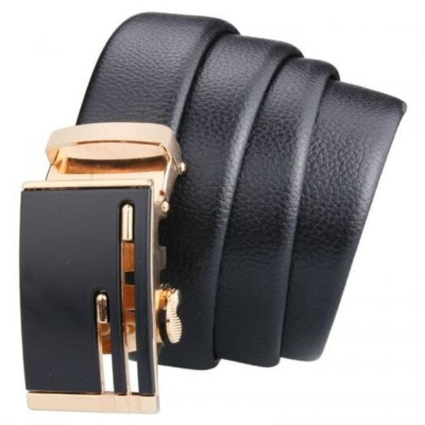Men's Automatic Buckle Easy Match Casual Belt Fashion Embossed Waistband Black Belts