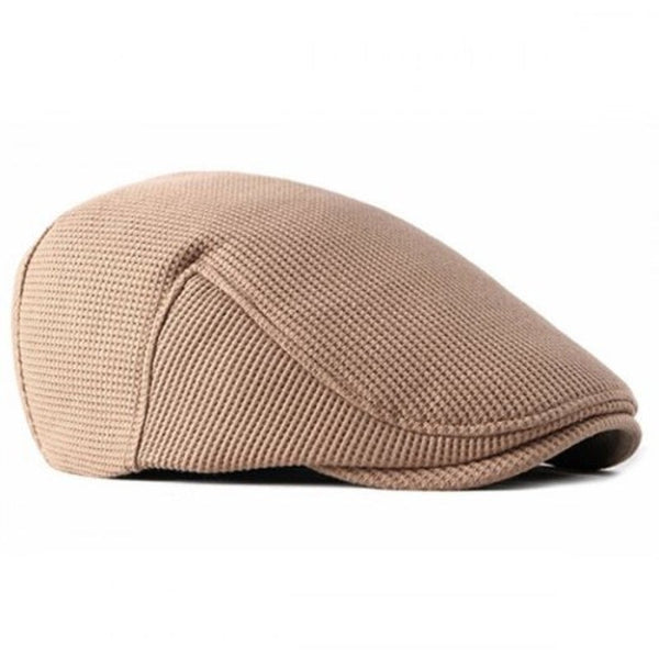 Men's Autumn Winter Keep Warm Beret Thick Hat Solid Color Design Deep Blue Hats