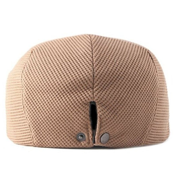 Men's Autumn Winter Keep Warm Beret Thick Hat Solid Color Design Deep Blue Hats