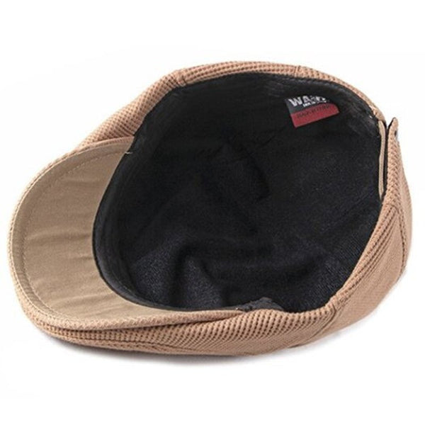 Men's Autumn Winter Keep Warm Beret Thick Hat Solid Color Design Deep Blue Hats