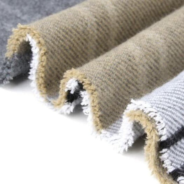 Men's Casual Plaid Printed Scarf Korean Creative Decor Tassels Warm Neckchief Khaki Scarves