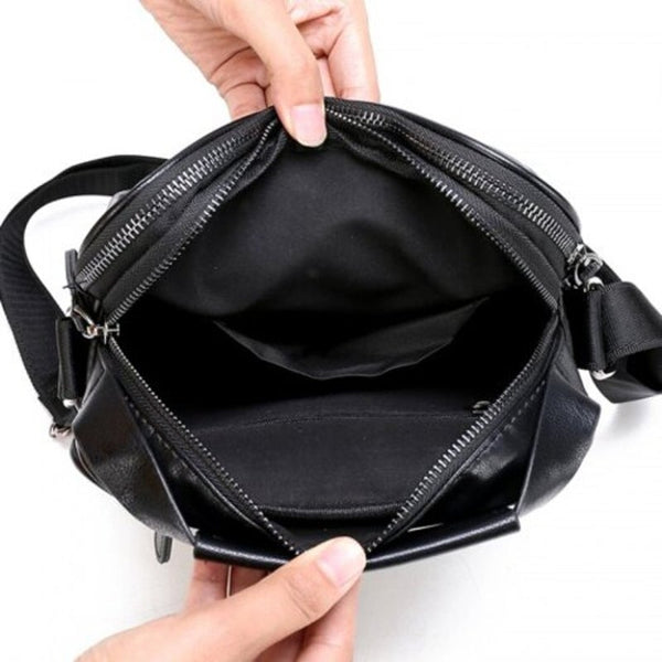 Men's Casual Retro Solid Color Crossbody Bag Trend Business Pack Black