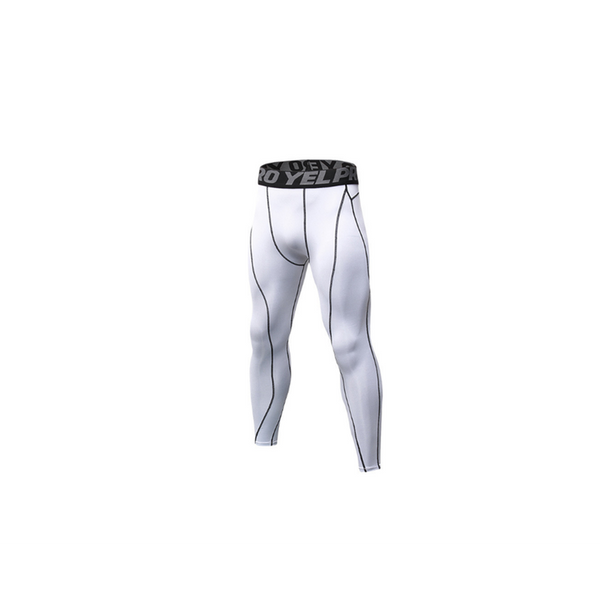 Men's Compression Pants Baselayer Cool Dry Sports Tights Leggings White