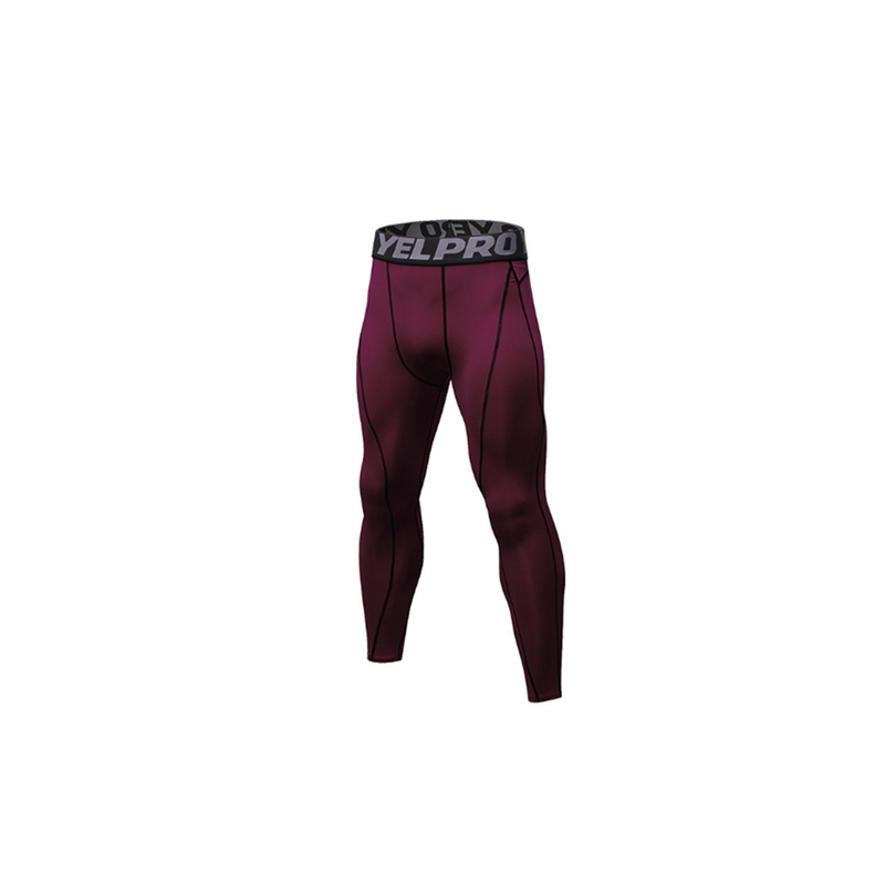 Men's Compression Pants Baselayer Cool Dry Sports Tights Leggings Wine Red