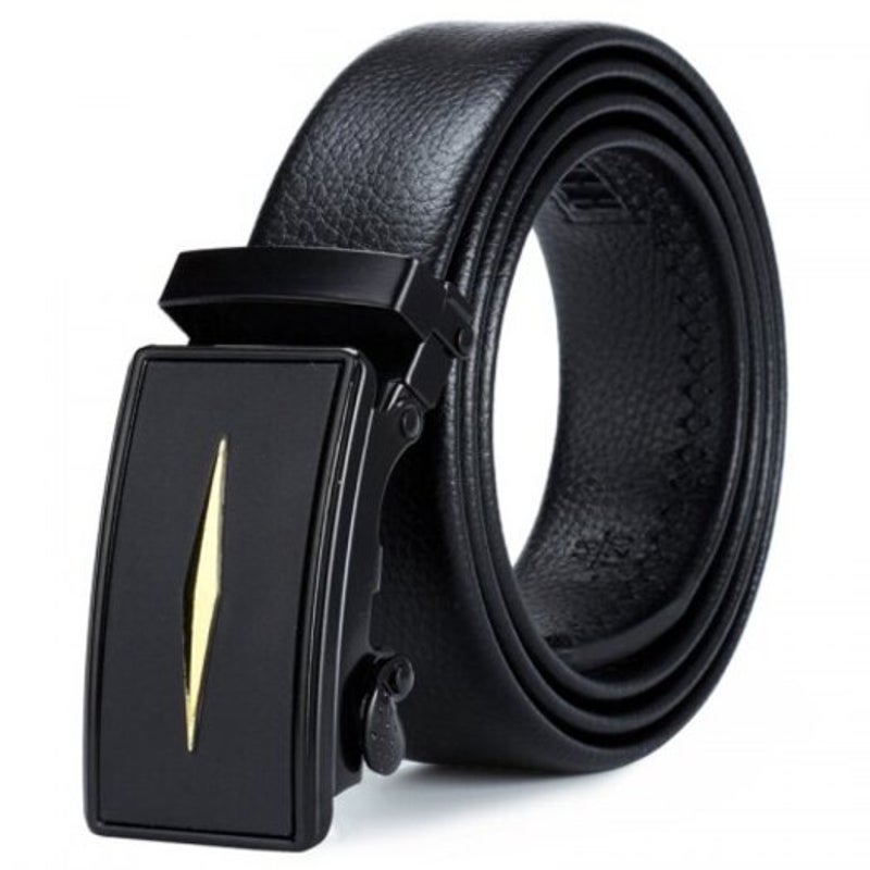Men's Convenient Automatic Buckle Belt Edging Coverage Casual Waistband Black Belts