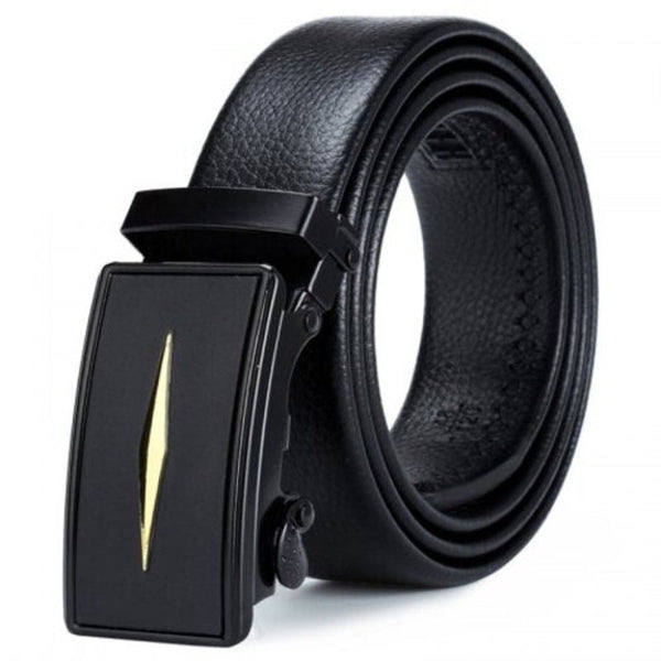 Men's Convenient Automatic Buckle Belt Edging Coverage Casual Waistband Black Belts