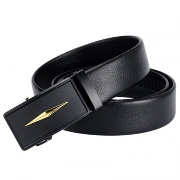 Men's Convenient Automatic Buckle Belt Edging Coverage Casual Waistband Black Belts