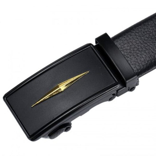 Men's Convenient Automatic Buckle Belt Edging Coverage Casual Waistband Black Belts