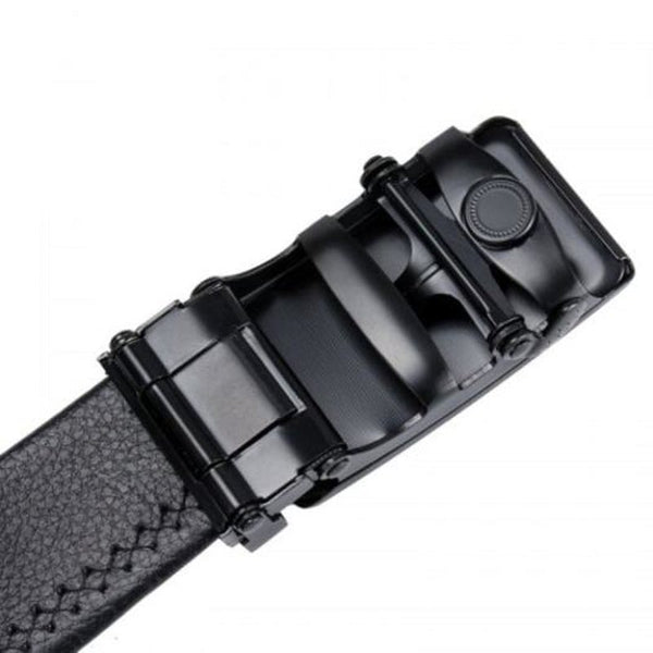 Men's Convenient Automatic Buckle Belt Edging Coverage Casual Waistband Black Belts