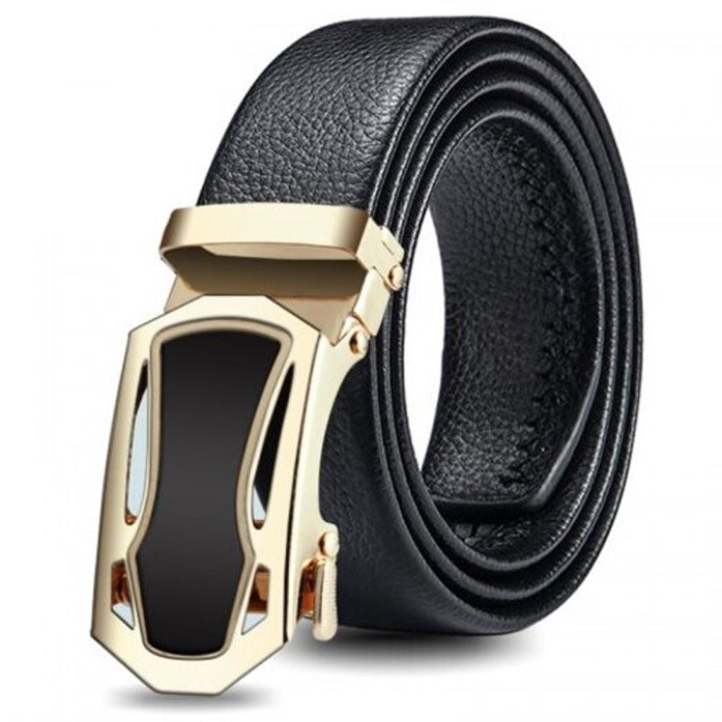 Men's Double Edging Coverage Durable Belt Automatic Buckle Waistband Fashion Gold Belts