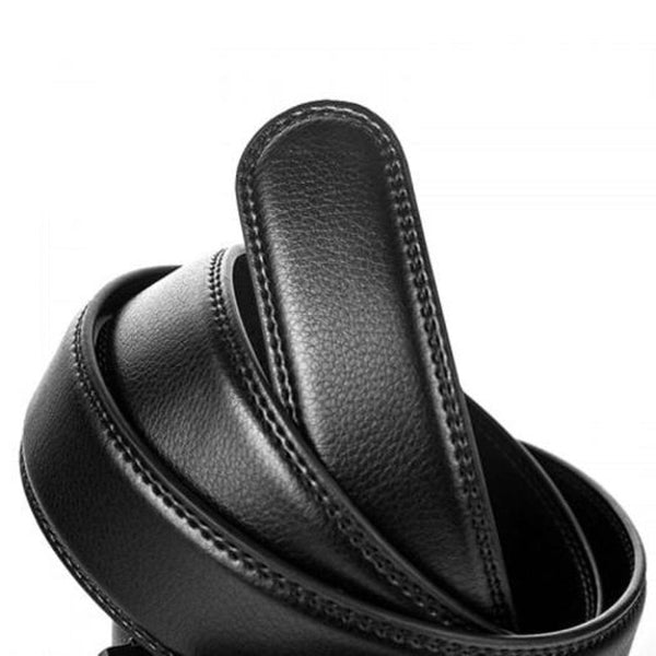 Men's Double Sided Genuine Leather Belt Automatic Buckle Business Alloy Waistband Black Belts