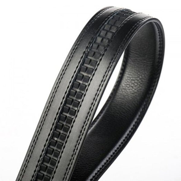Men's Double Sided Genuine Leather Belt Automatic Buckle Business Alloy Waistband Black Belts