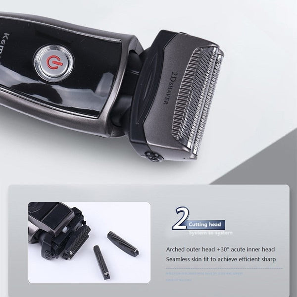 Men's Electric Foil Shaver With 2 Spare Heads Rechargeable Cordless