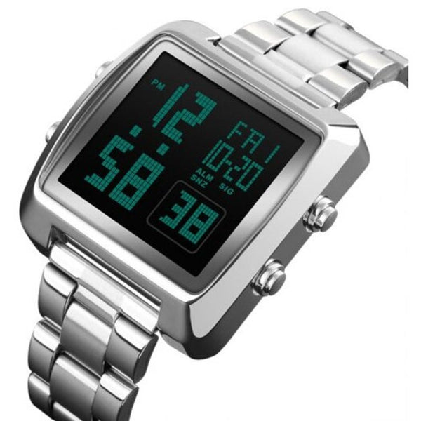 Veile Studios Men's Electronic Watch Japan Movement Steel Belt Outdoor Sports Luminous Alarm Silver Watches