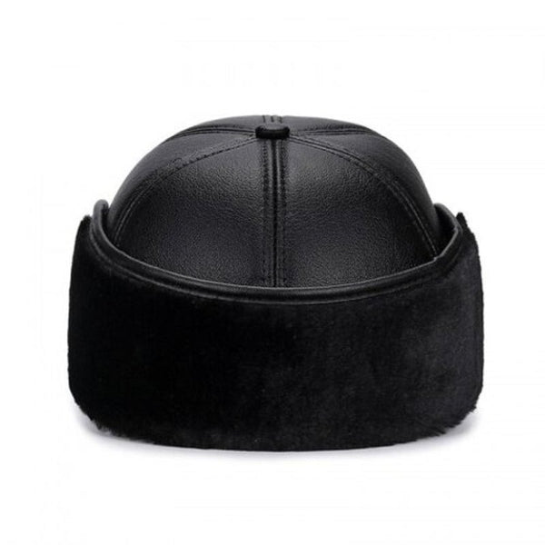 Men's Fall Winter Pu Ear Protective Warm Hat Elderly Outdoor Leisure Baseball Cap Black Hats & Headwear