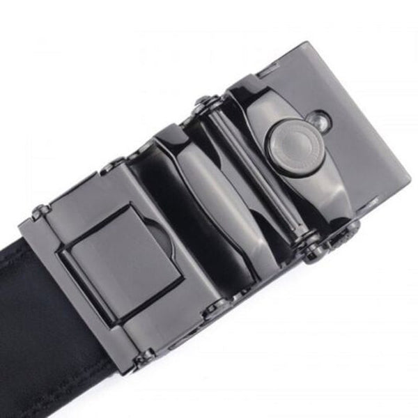 Men's Fashion Automatic Buckle Genuine Leather Belt Business Simple Waistband Black Belts