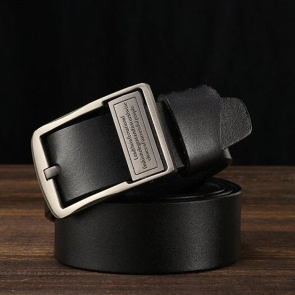 Men's Fashion Casual Leather Jeans Belt Black 125Cm Belts