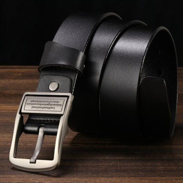 Men's Fashion Casual Leather Jeans Belt Black 125Cm Belts