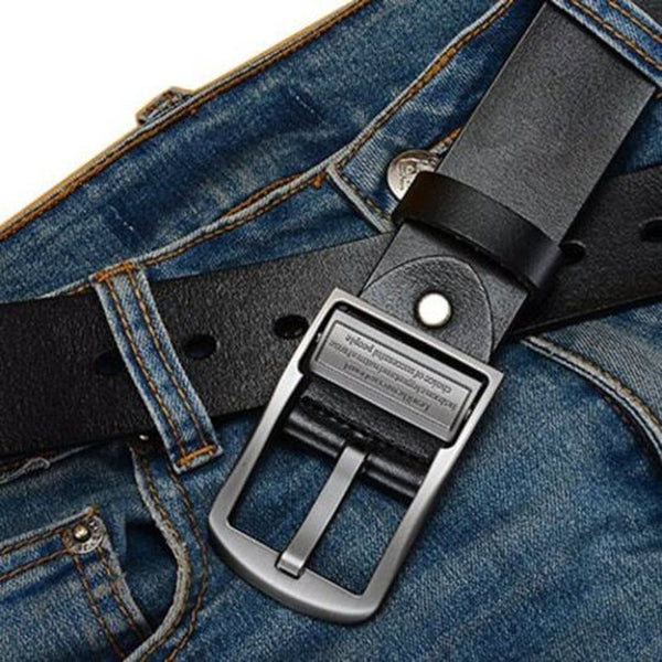 Men's Fashion Casual Leather Jeans Belt Black 125Cm
