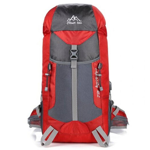 Men's Fashion Lightweight Mountaineering Backpack Large Capacity 45L Camping Bag Waterproof Lava Red