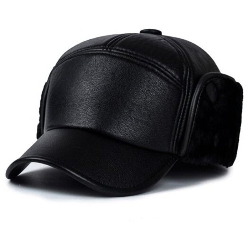 Men's Fashion Warm Bomber Hat Winter Ear Protection Baseball Cap Black Hats & Headwear