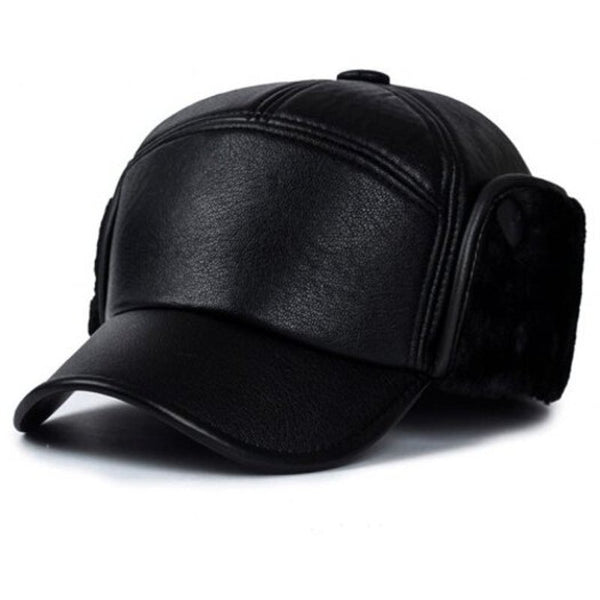 Men's Fashion Warm Bomber Hat Winter Ear Protection Baseball Cap Black Hats & Headwear