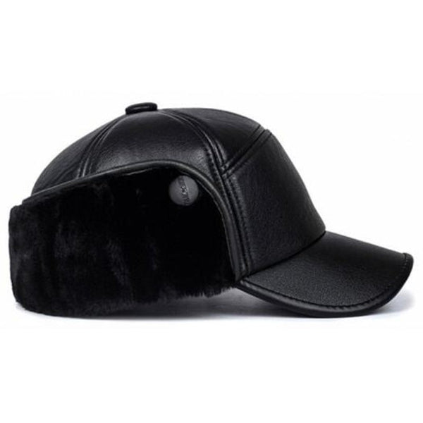 Men's Fashion Warm Bomber Hat Winter Ear Protection Baseball Cap Black Hats & Headwear