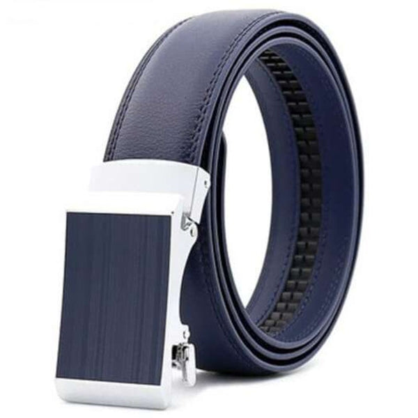 Men's Genuine Leather Belt Automatic Alloy Buckle For Wedding Cobalt Blue Belts