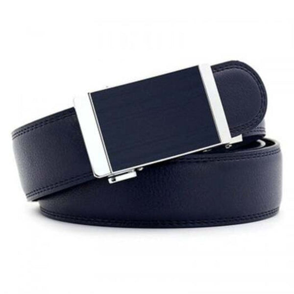 Men's Genuine Leather Belt Automatic Alloy Buckle For Wedding Cobalt Blue Belts